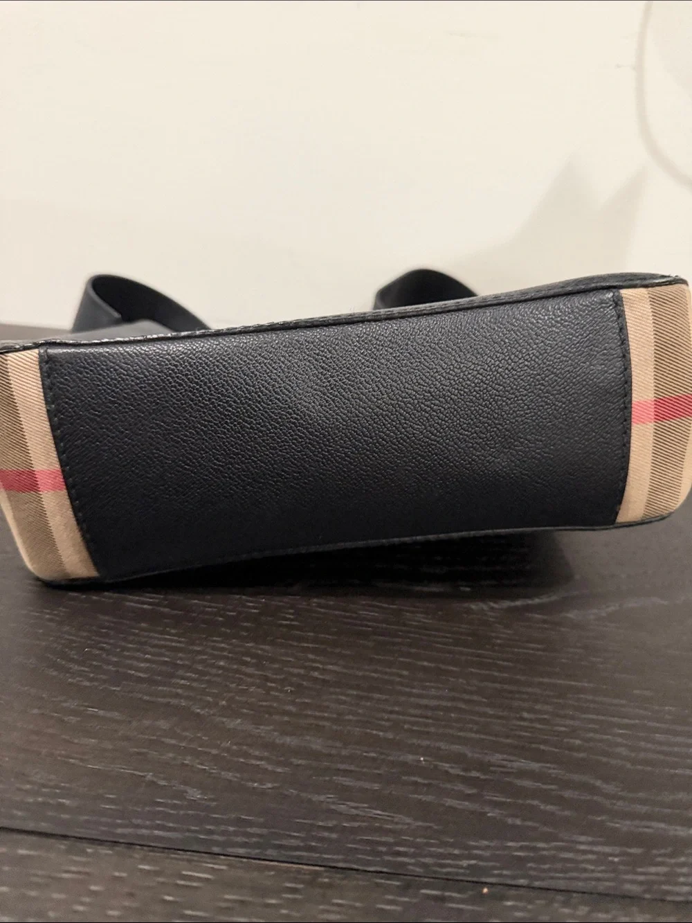 Burberry Black Leather Messenger Bag with Gold Logo